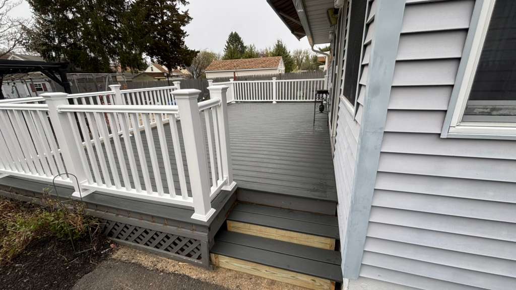 Deck with white railing